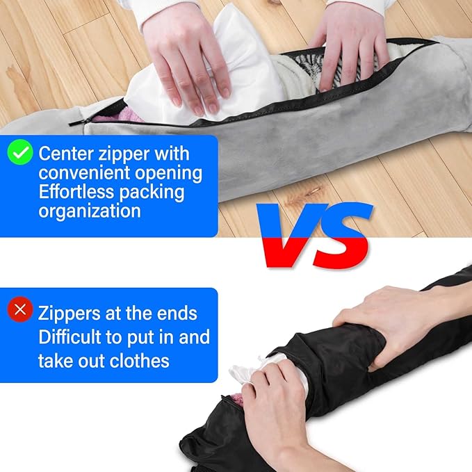 Travel Pillow You Stuff with Clothes, Stuffable Travel Pillow Transforms Into Extra Luggage Without Excess Fees, Stuffable Neck Pillow Fits 3+ Days of Travel Essentials Gray