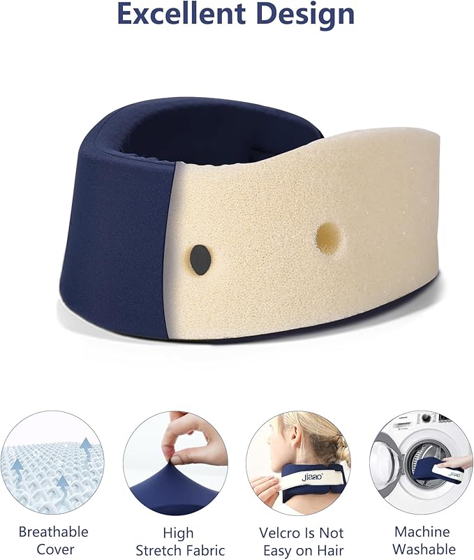 Neck Brace for Pain Relief - 2024 Upgrade Washable Cervical Collar for Neck Pain and Support, Silicone Cervicorrect Neck Brace for Sleeping, Neck Posture Corrector (Dark Blue, 3.35 inch Height)