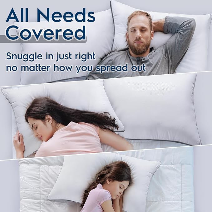 viewstar Pillows Queen Size Set of 2, Bed Pillows for Sleeping, Queen Pillows 2 Pack for Back and Side Sleepers, Fluffy Pillows for Bed with Down Alternative, Machine Washable, Dark Grey, 20" x 30"