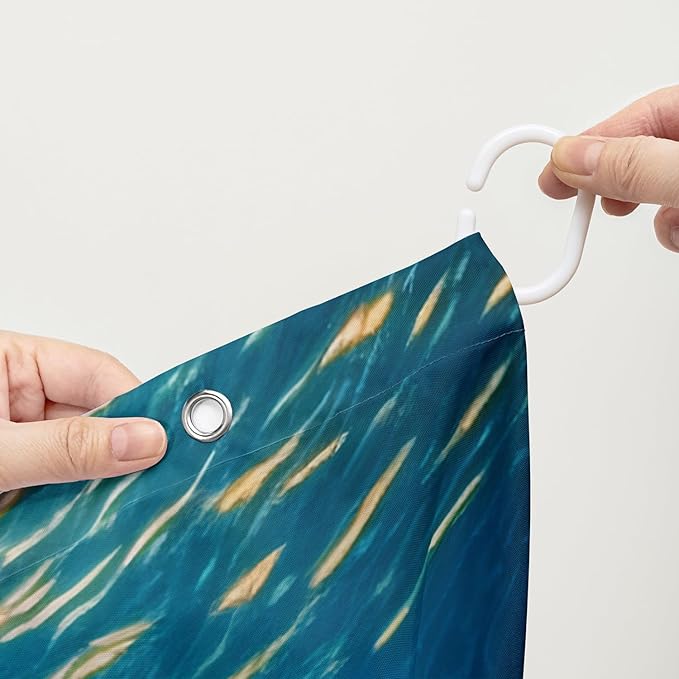 AILONEN Kawaii Octopus Shower Curtain,3D Octopus Turquoise Themed Bath Curtain Cloth Fabric Bathroom 72" W*84" H Inch,12 Pack Hooks for Kids Child,Boho Mandala Ocean Theme Bathroom Curtain