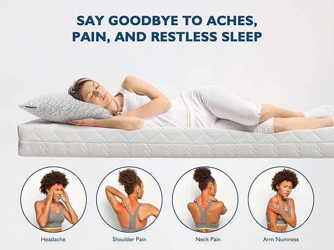 Dafinner Memory Foam Pillows King Size Set of 2 | Adjustable Stomach, Back or Side Sleeper Pillow | Soft Cooling Bamboo Rayon Cover, Original Shredded Memory Foam Pillows Inserts 2 Pack, 20"x36"