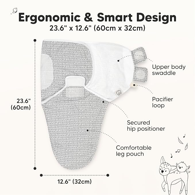 3-Pack Organic Baby Swaddle Sleep Sacks - Newborn Swaddle Sack, Ergonomic Baby Swaddles 0-6 Months, Swaddles for Newborns, Baby Sleep Sack, Baby Swaddle Blanket Wrap,Baby Essentials (Nordic,L)