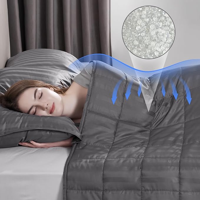 Weighted Blanket for Adult,25lbs Heavy Weighted Blanket 88"x104" Breathable Cooling Summer Blankets, Ultra Soft Cotton Comfort Throw Blanket with Glass Beads for All-Season (Dark Grey)