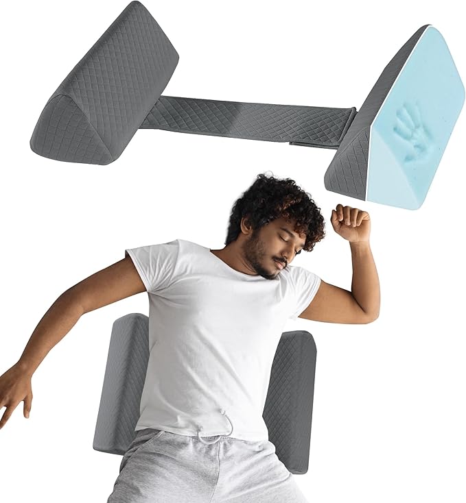 HOMBYS Memory Foam Sleep Position Training Pillow, Body Supportive Trainer Pillow for Back Sleeper Side Sleeper, Adjustable Body Pillow - Grey