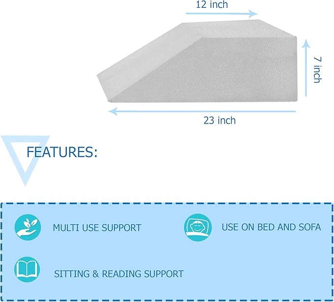 Greaton, 21-Inch Leg Pillow Full Top Comfortable Rest Elevating Foam Wedge | Relieves and Recovers Foot, Hip, Knee and Ankle Injury Pain, Improves Blood Circulation, Multi-Purpose, White