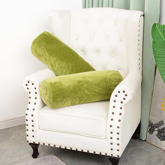 Body Pillow, Memory Foam Body Pillows for Adults Sleeping, Decorative Bolster Pillow for Bed & Couch, Long Cylinder Tube Round Pillow, 24x7.87 Inches, Set of 2 (Green)