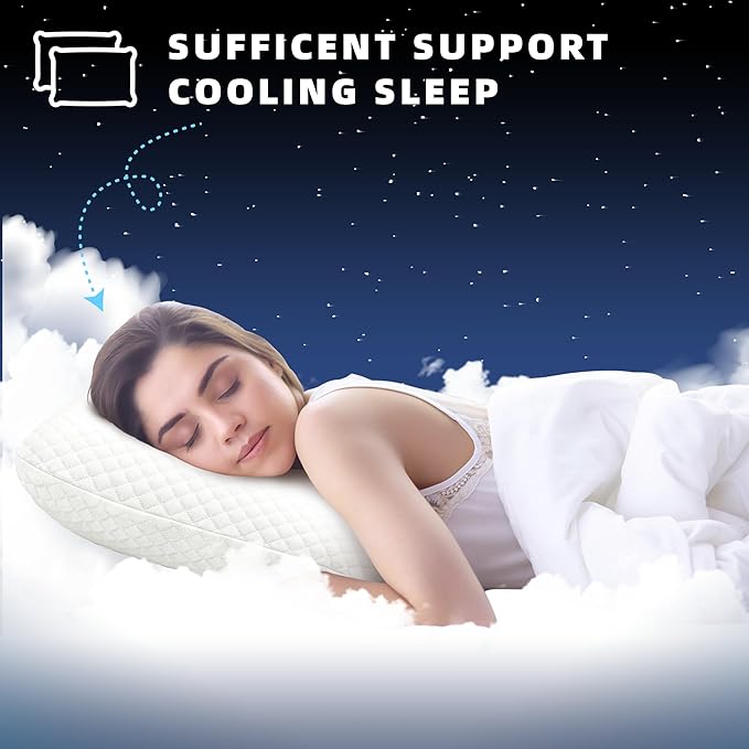 Gel Cooling Pillow Memory Foam Pillows for Side, Back, and Stomach Sleepers Bed Pillow for Sleeping Standard Size