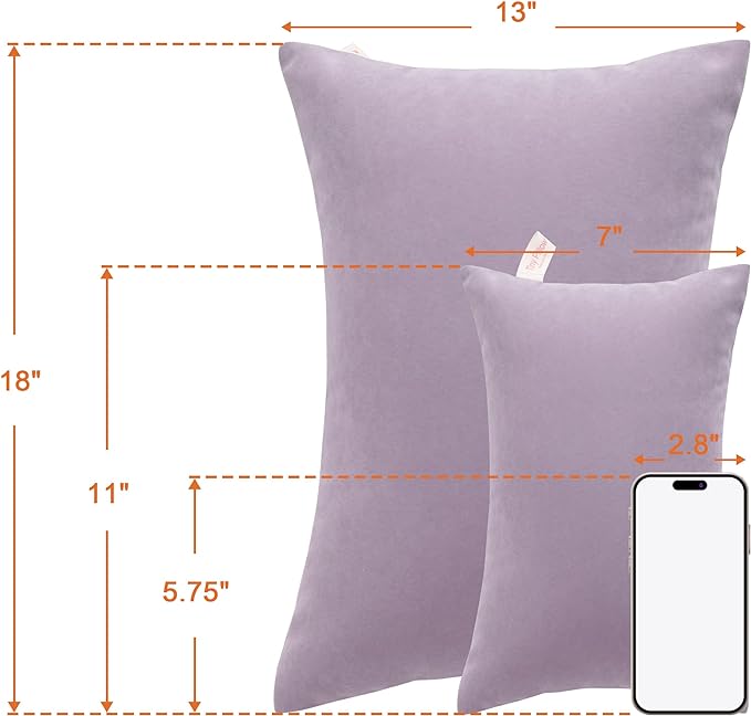 NTBAY Tiny Pillows, Down Alternative 7"x11" Microfiber Mini Pillows for Travel, Pets, Soft Machine Washable Small Pillows for Neck, Wrist, Lumbar and Knee, Lavender