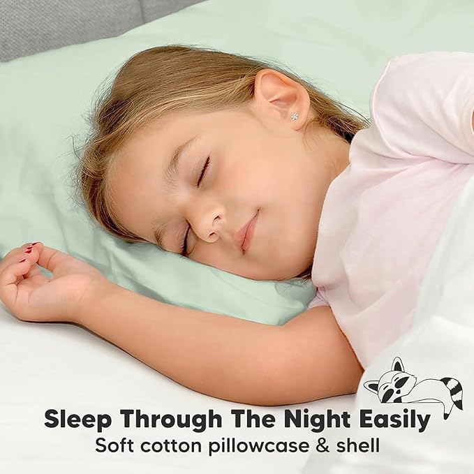 2-Pack Toddler Pillow - Soft Organic Cotton Toddler Pillows for Sleeping - 13X18 Small Pillow for Kids - Kids Pillows for Sleeping - Kids Pillow for Travel, School, Nap, Age 2 to 5 (Sage)