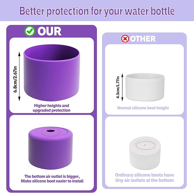 2PCS Silicone Water Bottle Boot for Owala 24oz 32oz 40oz,Anti-Slip Protective Sleeve Bottom Bumper Protector for FreeSip, Twist, and Flip Water Bottles