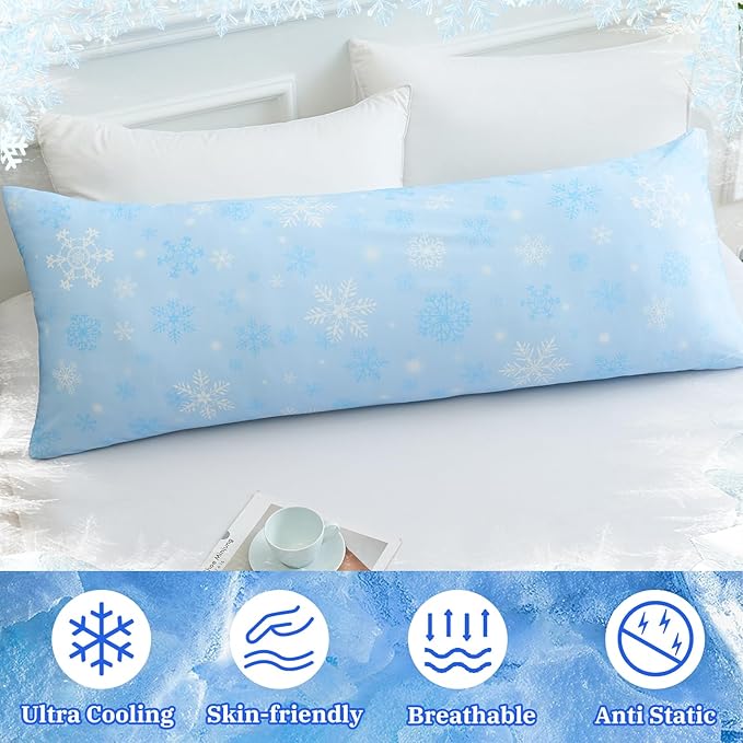 Cooling Body Pillow Case for Hot Sleepers - Floral Body Pillow Cover Cooling Double Side Arc-Chill Q-Max>0.5 Cooling Fiber - Breathable Cooling Body Pillow Cover with Zipper (20" x 54")