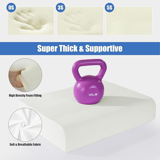 ROYALAY High Density Foam Couch Back Cushions Replacement Back Pillow Sofa Waist Cushion Stuffing Fill Supportive Back Pillow 1 Pack, Supportive Lumbar Support Pillow for Sofa, Couch-26 x19