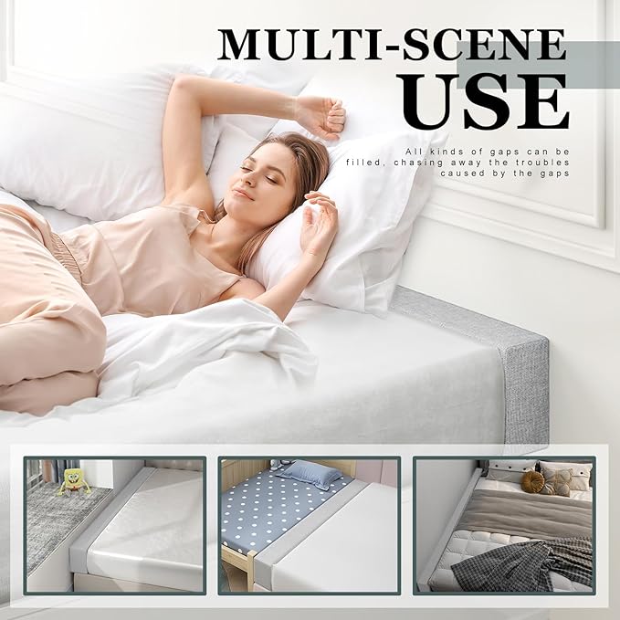 Mattress Extender, Bed Gap/Space Filler, Headboard Pillow Between Headboard and Mattress or Wall, High-Density Foam with Removable Cover（Light Grey-Twin/Twin XL-39 * 4 * 8in）