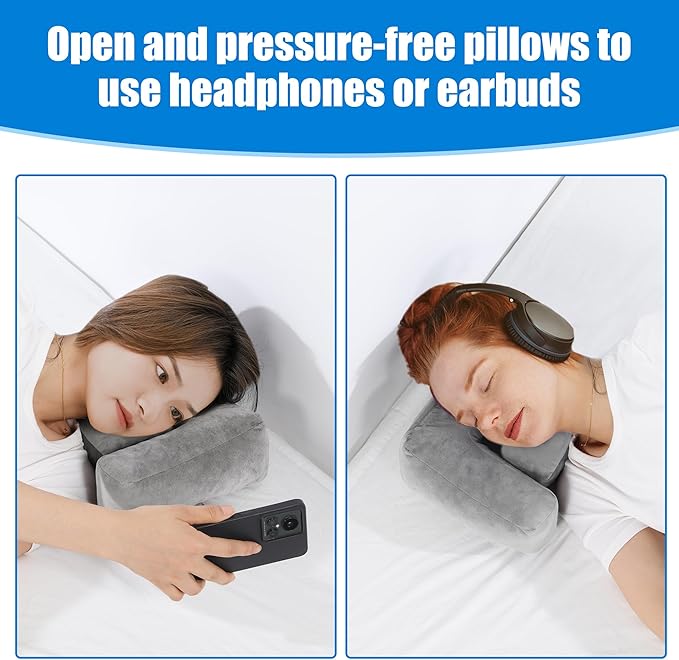 BALAPET Ear Pillow，Ear Piercing Pillow for Side Sleepers with Adjustable Ear Holes， Memory Foam Comfort Side Sleeper Pillow for Ear Pain, Earplugs, and Headphone，Ear Guard Pillow
