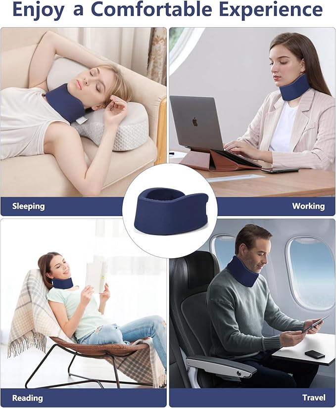 Neck Brace for Pain Relief - Washable Cervical Collar for Neck Pain and Support, Soft Cervicorrect, Suitable for Traveling, Working, Sleeping and Using Phone (Dark Blue, 2.76 inch Height)