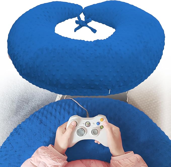 Professional Gaming Pillow for Lap; Arm Rest Pillow Gaming Lap Pillow with Crochet Support - Eliminate Pain in Gaming (Light Blue)