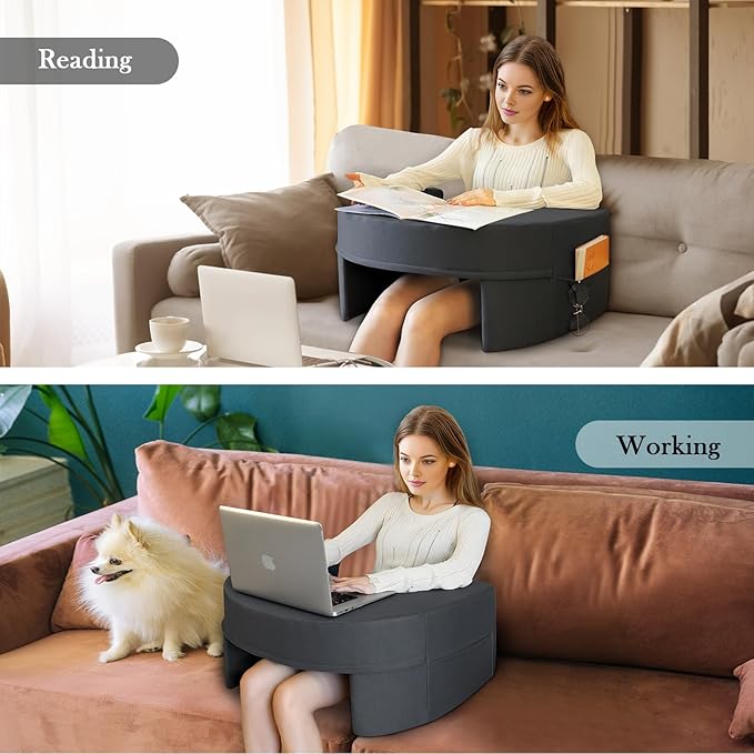 XL Reading Gaming Pillow for Lap - Reading Pillow for Gaming, Bed Arm Rest Pillow Memory Foam Lap Desk Pillow for Working, Crocheting or Sitting in Bed Floor Sofa