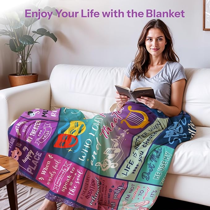 Gifts for Theater Lovers, Theater Gifts Blanket for Girls, Theater Gifts, Musical Theater Gifts, Birthday Gifts for Broadway Theater Lovers, 60x80 in Throw Blanket