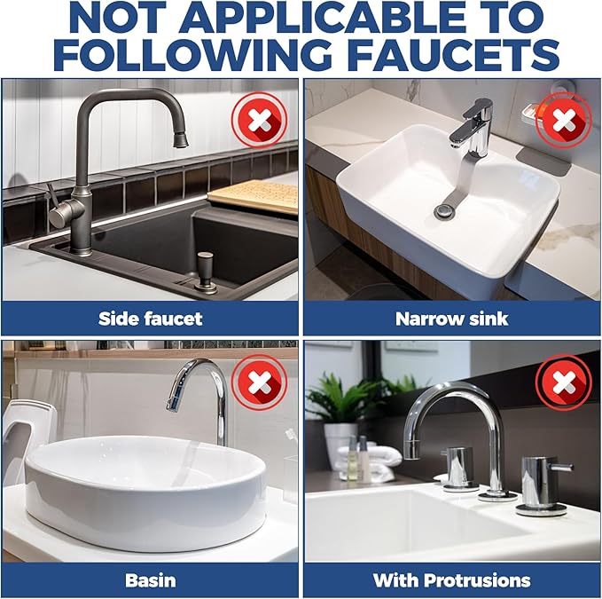 24" Kitchen Sink Faucet Splash Guard Plus Size Silicone Sink Faucet Drying Mat Faucet Handle Drip Catcher Tray Dish Sponge Holder Kitchen Sink Accessories Protector Home Organization Gadgets Organizer