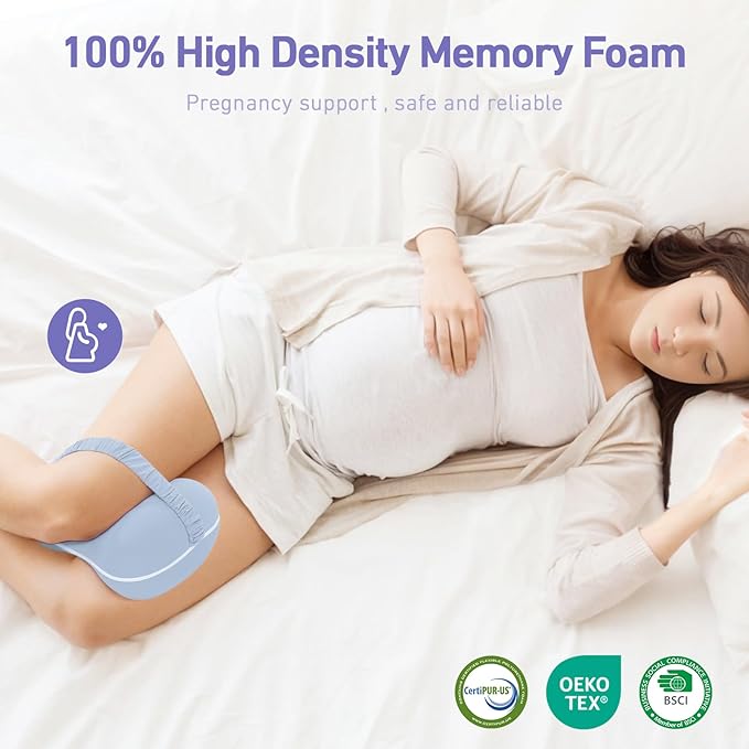 Leg & Knee Pillow for Side Sleepers - Smooth Spine Alignment Pillow - Memory Foam Knee Pillows for Back Hip Pain, Spine Aligning, Sciatica, Surgery Recovery, Pregnancy