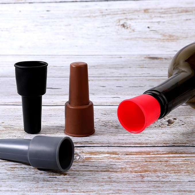 4 Pack Wine Stoppers Soft Silicone Bottle Sealer with Grip Top Reusable Beer Beverage Bottle Cover Wine Saver for Keeping Wine Champagne Fresh