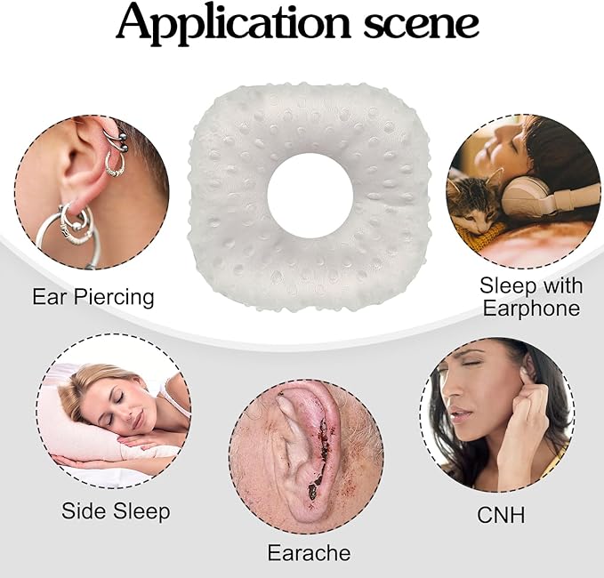 Piercing Pillow, Ear Hole Piercing Pillows, O-Shaped Side Sleeping Pillow, Ear Protector Pillow for Ear Pain, Piercing, CNH, Pain Relief Sleeping, Pressure Sore, Minky Dot(Gray), Small