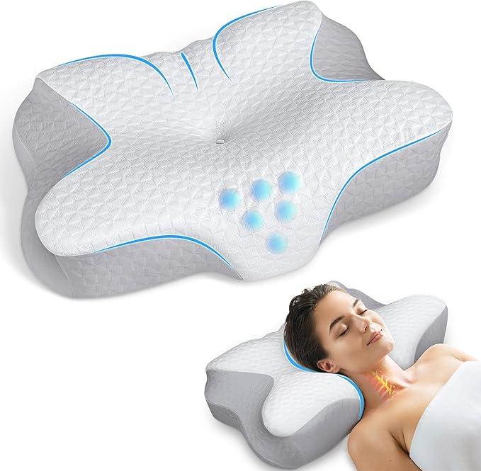 Cervical Pillow, Memory Foam Pillow for Head Shoulder Pain Relief Sleeping Supports Your Head, Ergonomic Orthopedic Contoured Neck Bed Pillow for Side, Back and Stomach Sleepers (Dark Grey)