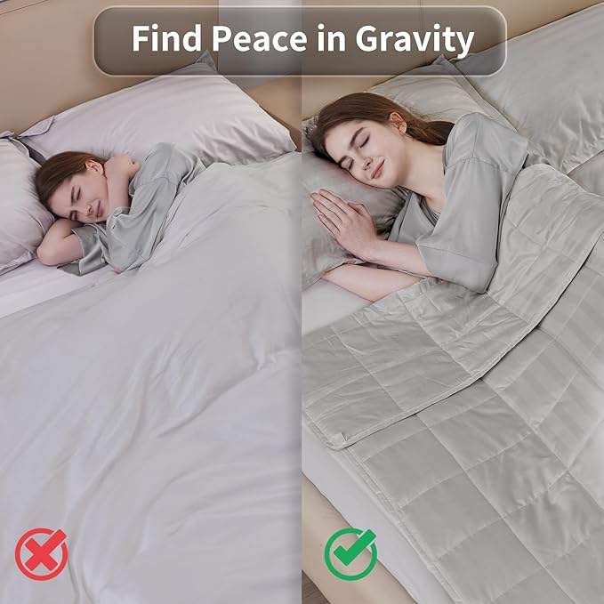 Weighted Blanket Kids, 3lbs Heavy Weighted Blanket 36"x48" Breathable Cooling Blanket, Summer Blankets Ultra Soft Comfort Blanket with Glass Beads for All-Season (Light Grey)