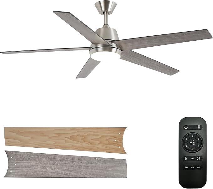 Ceiling Fans with Lights and Remote 52 Inch Modern Ceiling Fan with 6 Speeds, Dimmable LED, Reversible Noiseless DC Motor, Two-Color Blades, Cooling Fan for Bedroom, Living Room, Dining Room