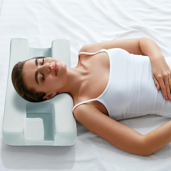 HOMBYS Beauty Pillow for Side Sleepers, Side Sleeper Pillows for Adults,Silky Smooth Satin Bed Pillow,White