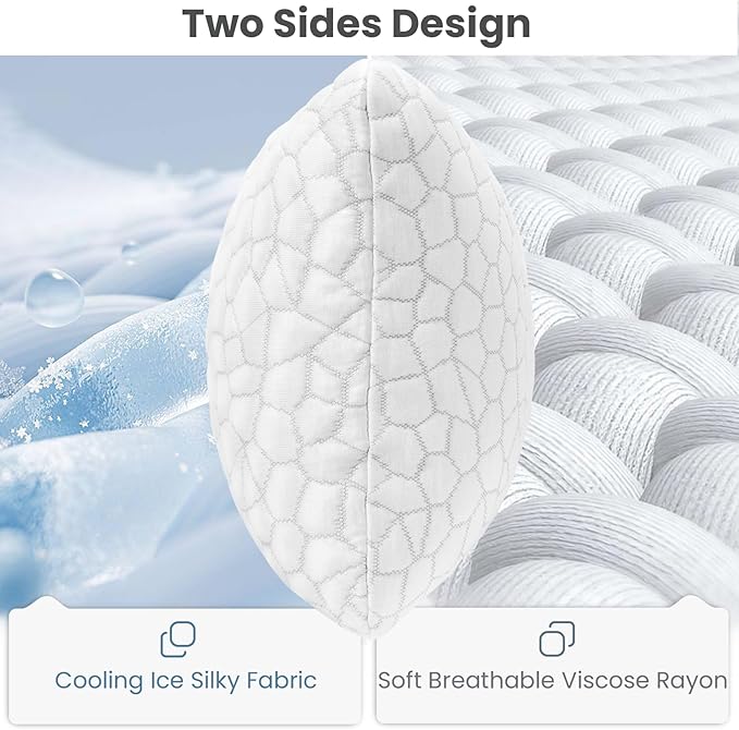 High Cooling Pillow for Hot Sleepers Bed Pillow for Side Sleepers Memory Foam Neck Pillow Queen Pillow with 2 Extra Fill