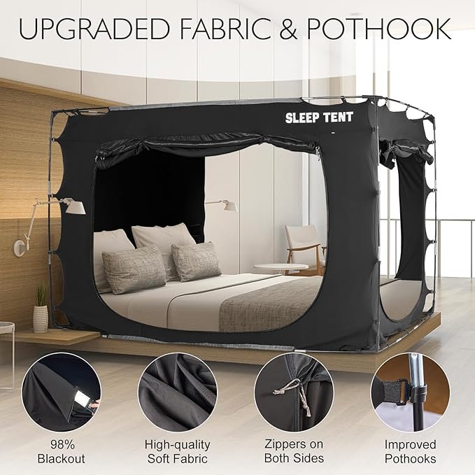Bed Tent Canopy Full Size for Adult and Kids Portable Dream Tent Indoor Sleeping Tents 98% Blackout,Breathable Privacy Space on Bed with Three Doors (Mattress Not Included)…