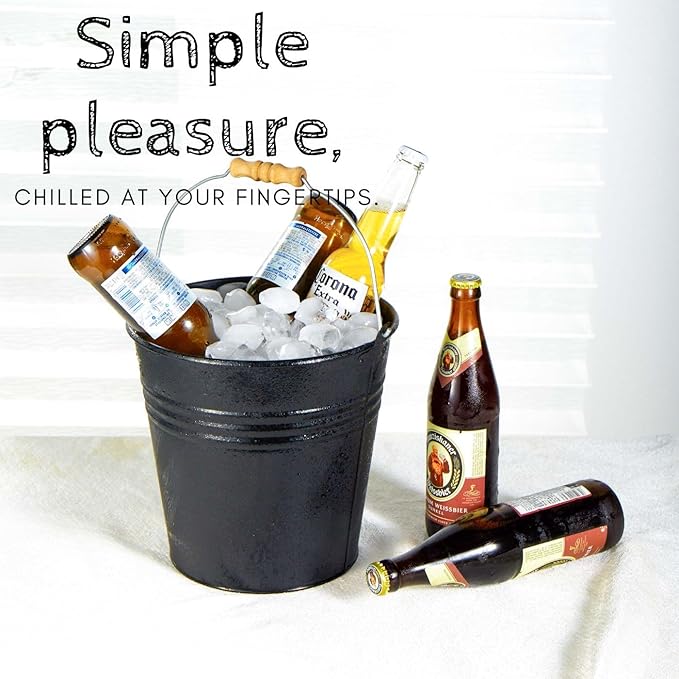 3PCS 5-Quart Galvanized Pail Ice Buckets Metal Beer Bucket Beverage Tubs for Parties (Black)