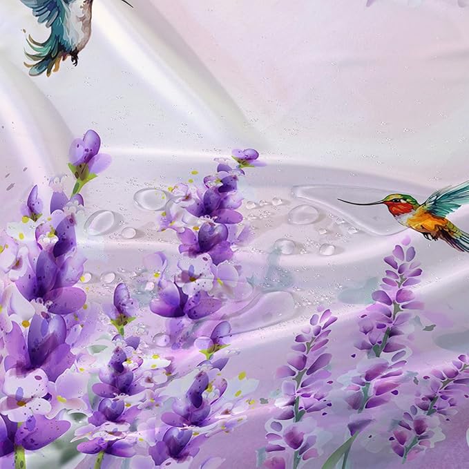 AILONEN Waterproof Floral Shower Curtain for Bathroom,Purple Pink Wisteria Lavender Flowers Shower Curtain,Botanical Floral Decor Bathroom Polyester with Grommets and Hooks 72" W*96" H