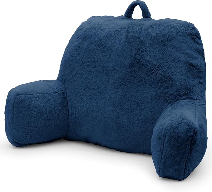 Reading Pillow Large Bed Pillow,Backrest with Arms, Back Support for Sitting Up in Bed, Couch for Lounging Bedrest,Blue