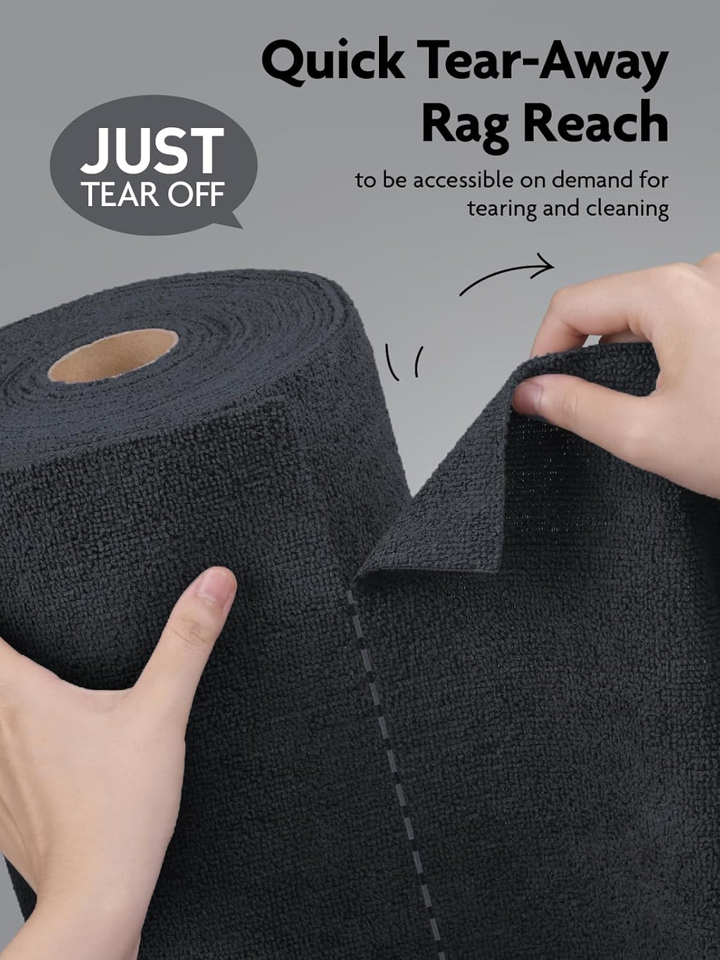 Fantasticlean Microfiber Cleaning Cloth Roll -75 Pack, Tear Away Microfiber Towels, 12" x 12", Reusable, Washable, Scratch Free, Ultra Absorbent Dish Rags for Car, Home, Garage or Shop (DimGray)