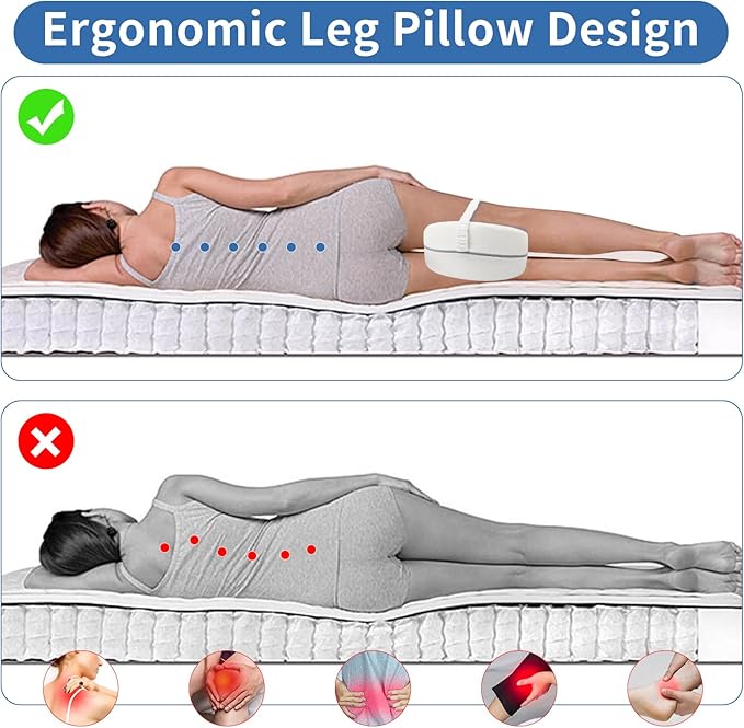 Knee Pillow for Side Sleepers, Knee Pillow - Soothing Pain Relief for Sciatica, Back, HIPS, Knees, Joints Pain, Memory Foam Leg Pillow Pregnancy Pillow Removable and Washable Cover (white)