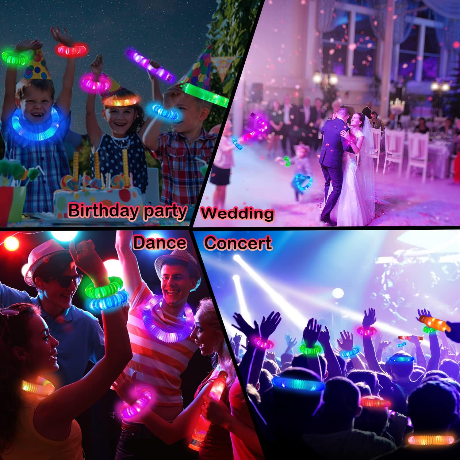 24 PCS Light Up Party Favors Supplies for Kids 4-8-12,Bulk Glow Sticks Bracelet Necklace Accessories for Toddlers,Birthday Return Gifts Treats Non Candy,Halloween Goodie Bag Stuffers for Boys Girls