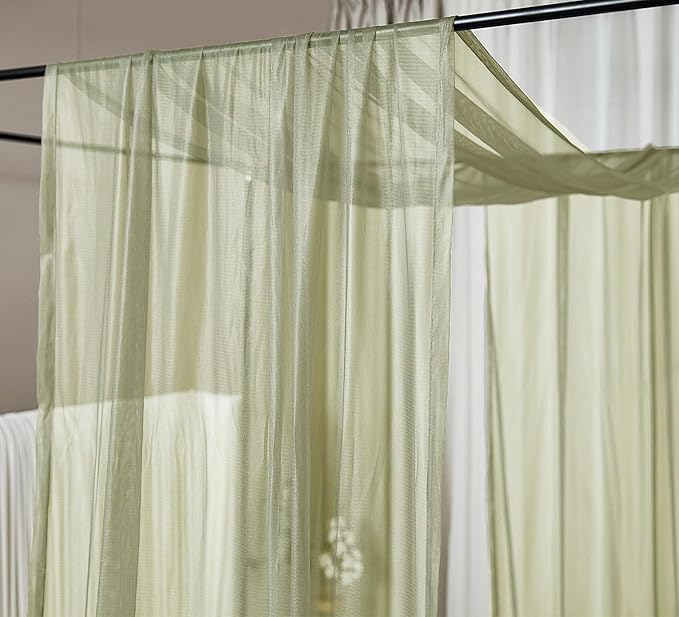 Akiky Canopy Bed Curtains Twin Sheer Sage Green Bed Canopy Scarf Bed Canopy,Kids Bed Scarf-Curtains for Room Décor or Wedding Party Décor(2 Bed Canopy)