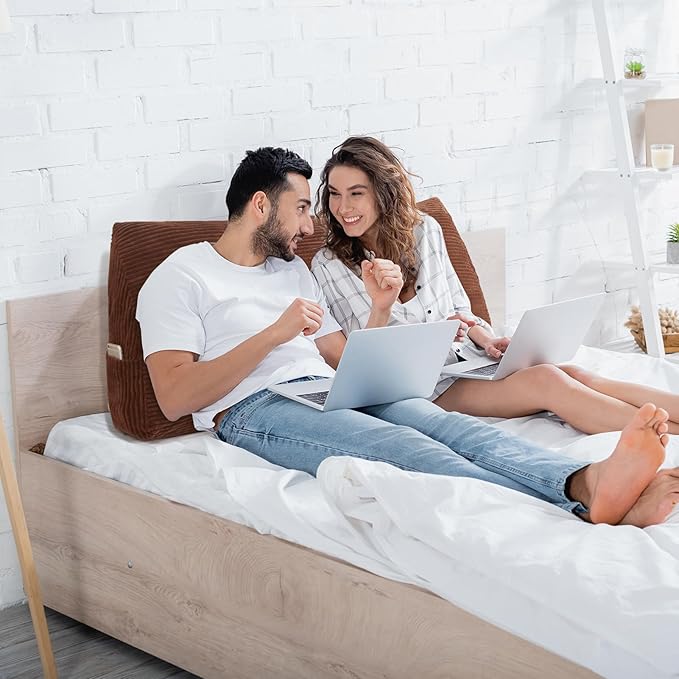 HIGOGOGO Wedge Headboard Pillow, Bed Rest Reading Pillow, Backrest Positioning Support Bolster Cushion with Removable Cover,Twin 40X20.4X8.4,Coffee