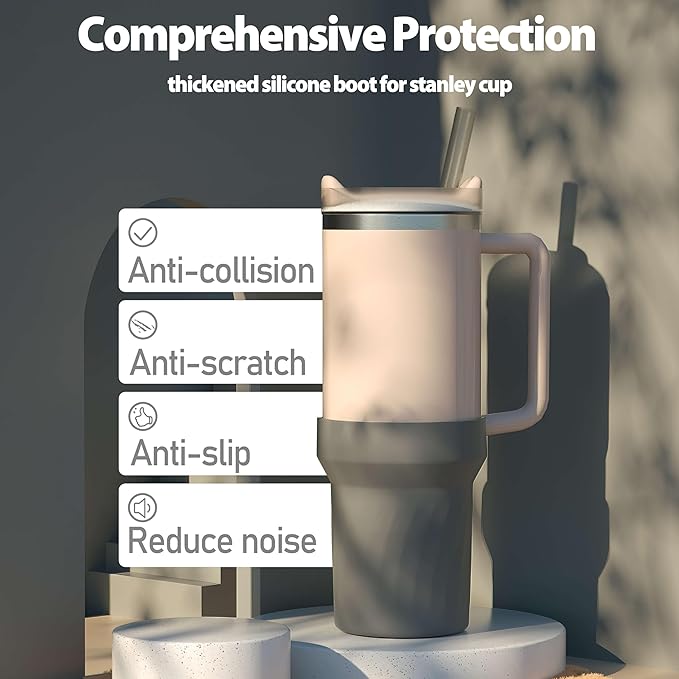 40oz Cup Accessories, Silicone Boot for 40oz Tumbler, Bottom Protector Cup Boot, Water Bottle Holder（Silicone Grey）