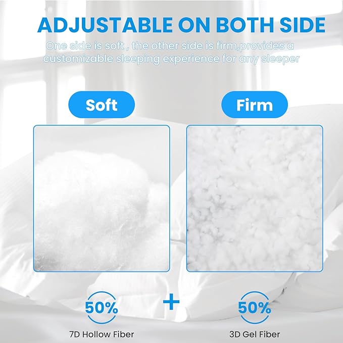 Bed pillows for sleeping, Down alternative pillows,White,Microfiber filled, King pillow set of 2,20 x 36 Inches,Super soft,Hotel collection,King size pillows for back,stomach or side sleepers