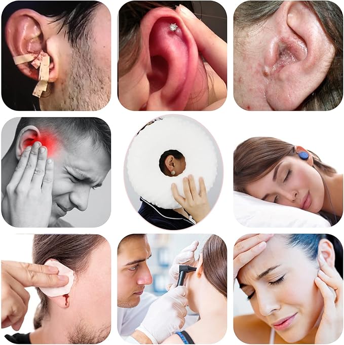 Ear Hole Piercing Pillows for Ear Pain Side Sleeping CNH Pillow Pressure Sore Pain Relief Ear Guard Protector Lifesaver Tinnitus Support Neck Head, Minky Dot White