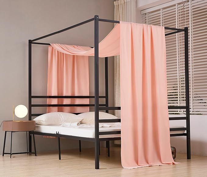 Akiky Montessori Floor Bed Canopy Curtains Linen Canopy for Kids House Bed Canopy Scarf for Toddler Adult Bed Frame Canopy Panel Nursery Room Decor (Twin,Pink)