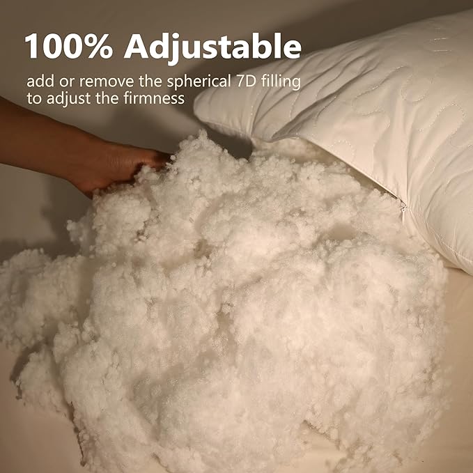 Shatex Curved Extra Firm Pillow Queen Size 28 x 20 inch, Bed Pillow with Adjustable Insert Provides Stronger Support - for Back, Stomach & Side Sleepers.