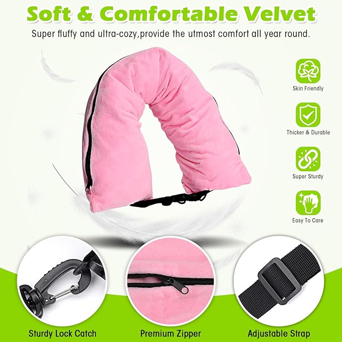 Travel Neck Pillow Stuffable with Clothes,Stuffable Neck Pillow for Traveling,Fillable Travel Neck Pillow Extra Storage Bag,Soft Velvet Neck Pillow Case Cover,Packable for Airplane Travel Essentials