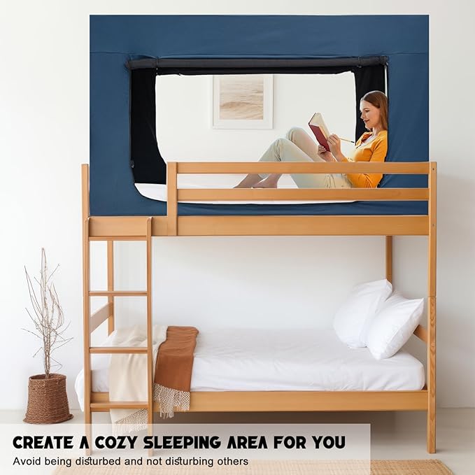 Bed Tent Bed Canopy Full Size Tents for Adult and Kids - Portable Sleeping Bed Tents 80% Blackout with 4 Doors Breathable Private Space Tents(Mattress Not Included)