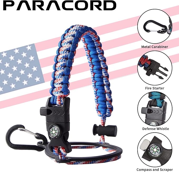 40oz Insulated Water Bottle with Straw, Paracord Handle & Carrier Bag, Wide Mouth Vacuum Insulated Hydro Bottle, Stainless Steel Thermo Flask Bottle for Sports Office School, Cold 48Hrs & Hot 24Hrs