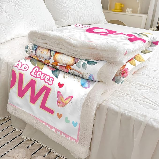 Just A Girl Who Love Owl Blanket Cute Funny Owl Decor Throw Blanket Gifts for Girls Boys Owl Lover Super Warm Soft Plush Bedding Blanket (OWL,50"x 60")