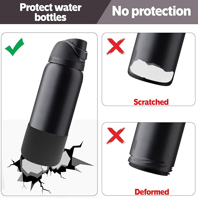 2PCS Silicone Water Bottle Boot for Owala 24oz 32oz 40oz,Anti-Slip Protective Sleeve Bottom Bumper Protector for FreeSip, Twist, and Flip Water Bottles